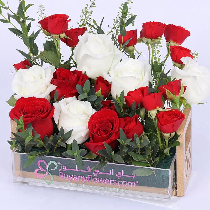 Couple Red and White Roses Arrangement thumbnail 2