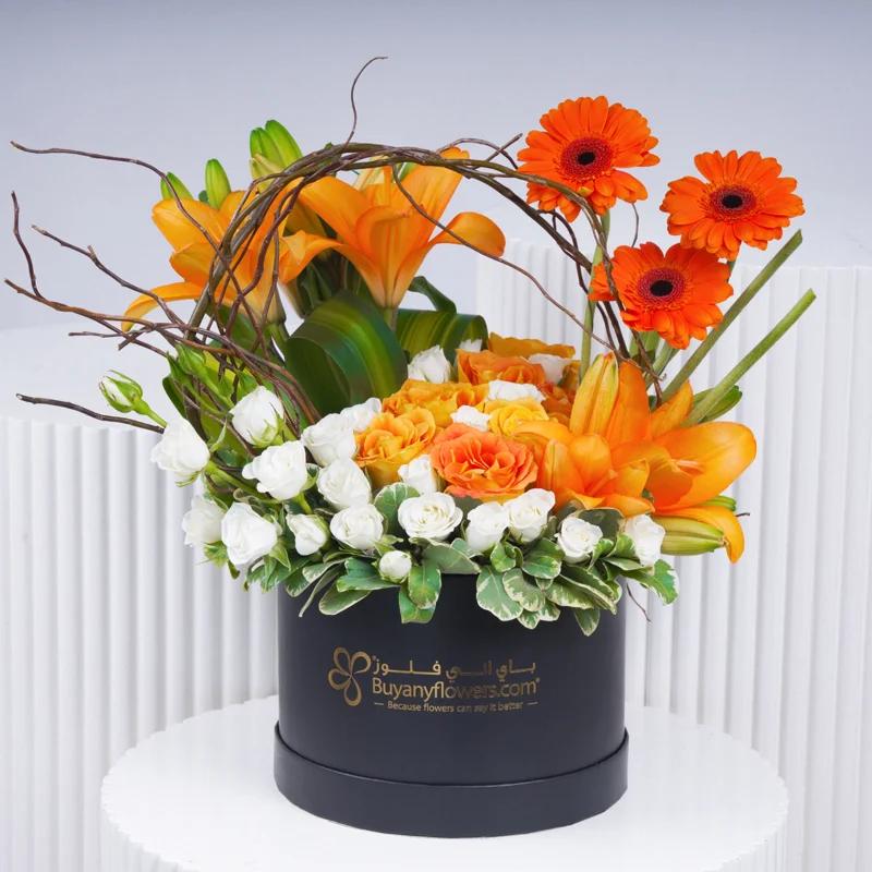 Amber Blooming Box - Flowers gift from Buy Any Flowers Dubai in Al Quoz Industrial Area 4, Dubai, UAE