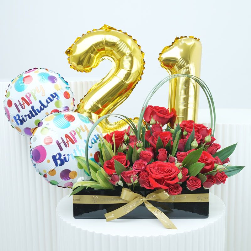 Customize Romantic Birthday Flower Arrangement - Flowers gift from Buy Any Flowers Dubai in Al Quoz Industrial Area 4, Dubai, UAE
