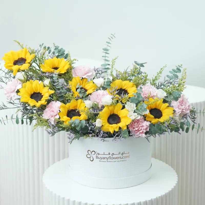 Morning Sunflower Flower Box - Flowers gift from Buy Any Flowers Dubai in Al Quoz Industrial Area 4, Dubai, UAE