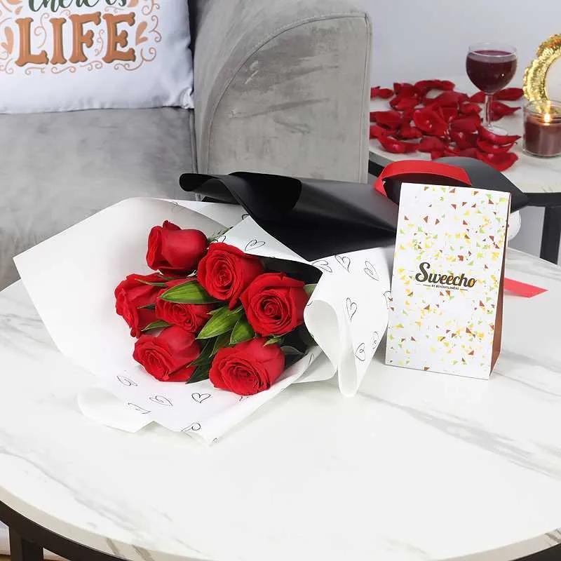cutelove7redrosesbouquetandsweechochocolates100gm_c448d5.webp