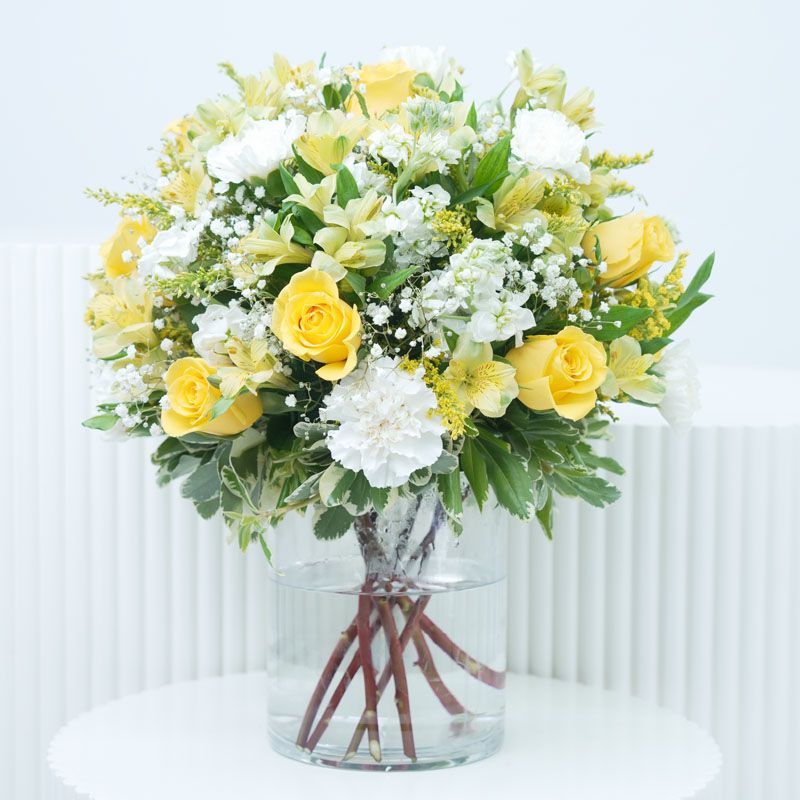 Yellow and White Flower Arrangement - Flowers gift from Buy Any Flowers Dubai in Al Quoz Industrial Area 4, Dubai, UAE
