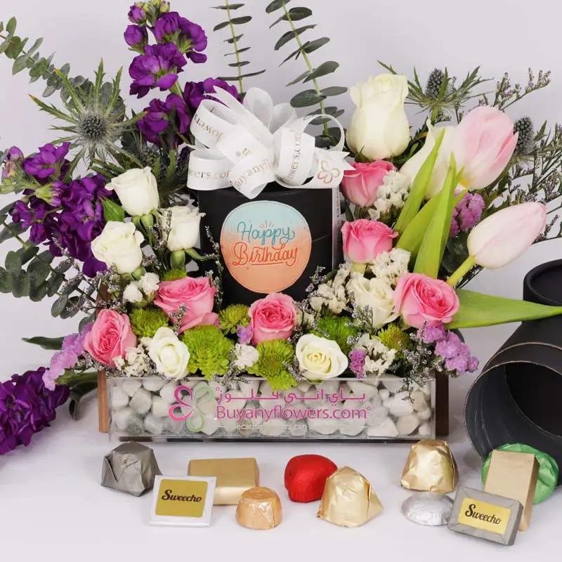 Birthday Flowers and Chocolate Arrangement - Chocolates gift from Buy Any Flowers Dubai in Al Quoz Industrial Area 4, Dubai, UAE - image 2