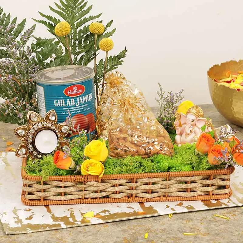 Divine Ganesha Floral Gift Basket thumbnail 2