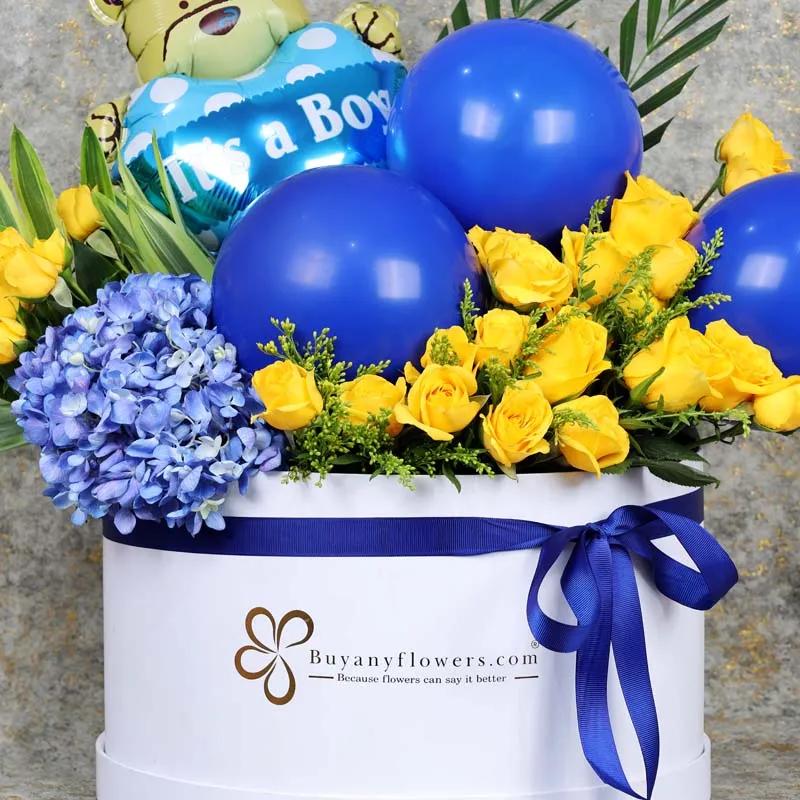 Baby Boy Balloons and Flower Box thumbnail 2