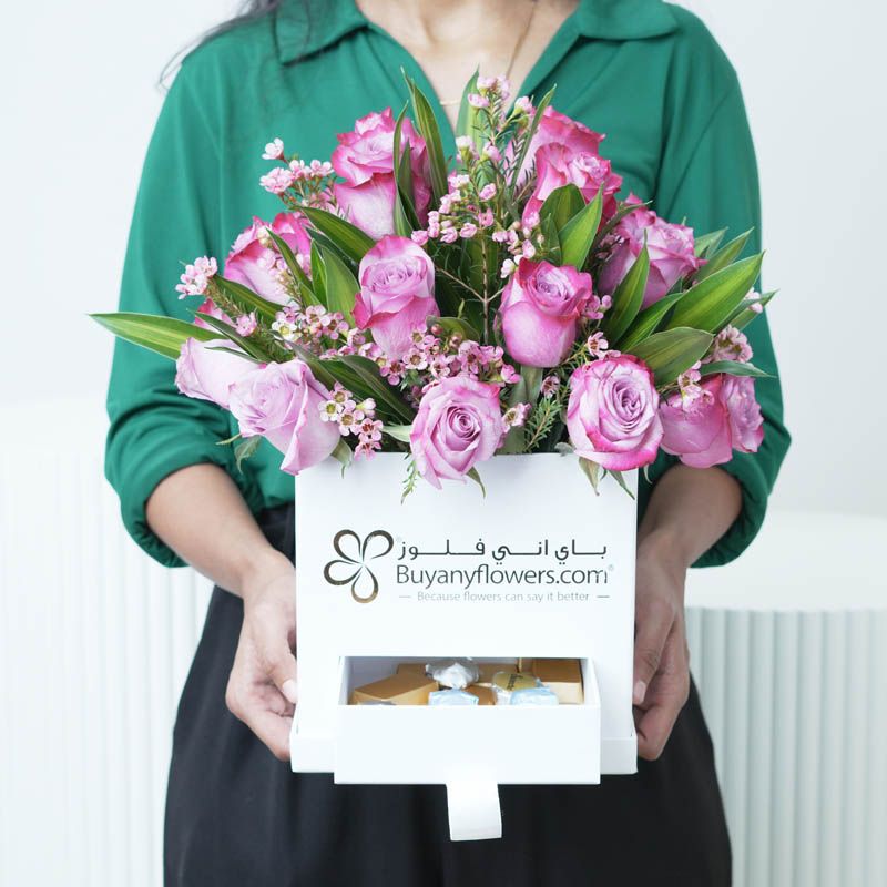 دارلينغ 21 وردة بنفسجية في صندوق thumbnail 2