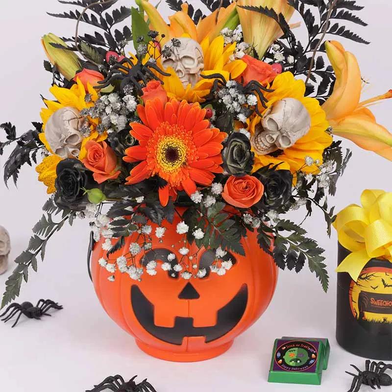 Evil Pumpkin Flowers and Halloween Chocolates Box thumbnail 3