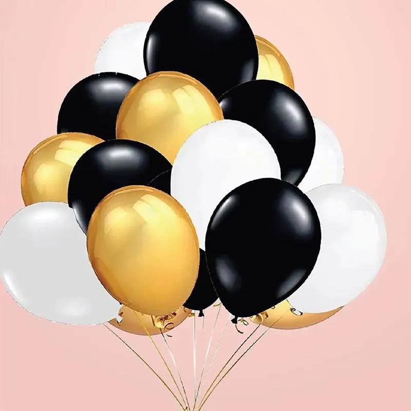Golden Black N White Helium Balloons 12 Pcs thumbnail 2