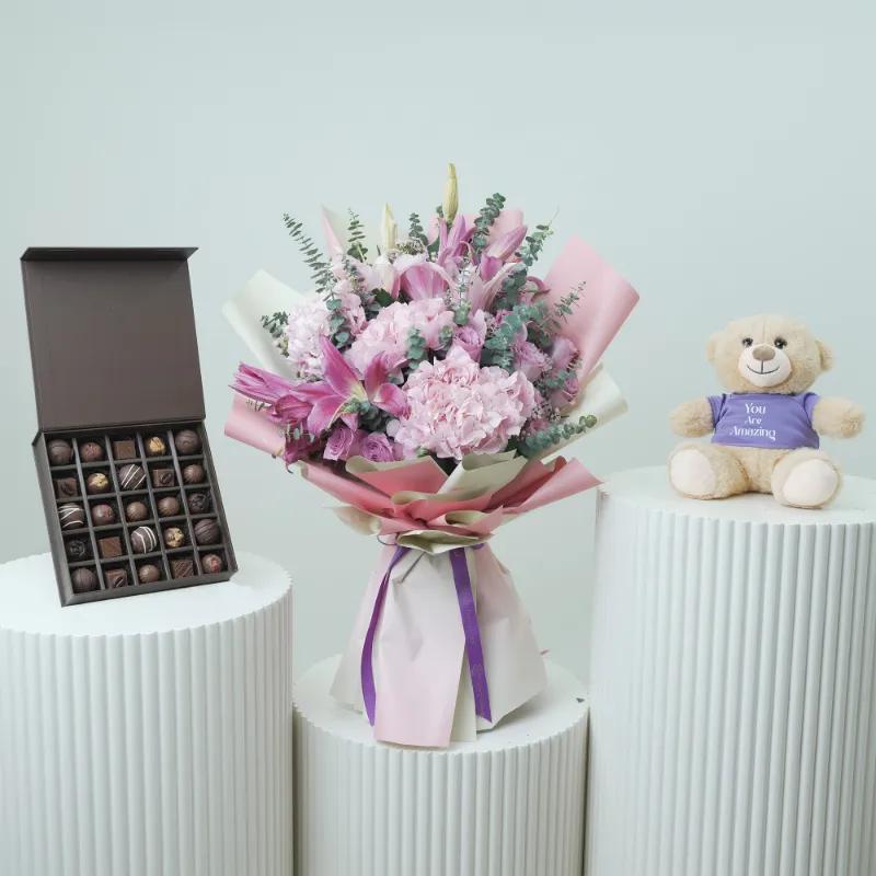 Pastel Elegance Mix Flower Bouquet Trio - Flowers gift from Buy Any Flowers Dubai in Al Quoz Industrial Area 4, Dubai, UAE