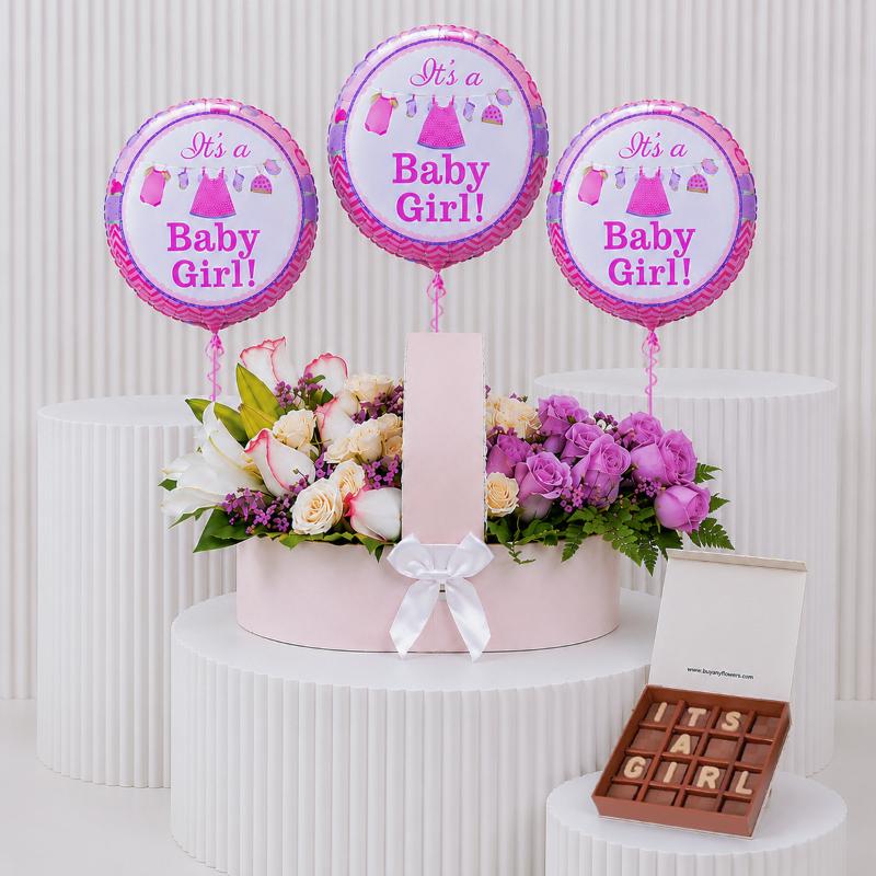 Its a Girl Cradle of Wishes - Gift Sets gift from Buy Any Flowers Dubai in Al Quoz Industrial Area 4, Dubai, UAE