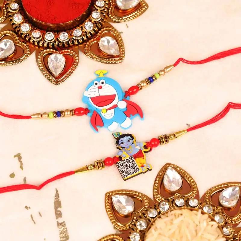 Krishna and Doremon Kids Rakhi Set of 2 - Gifts gift from Buy Any Flowers Dubai in Al Quoz Industrial Area 4, Dubai, UAE