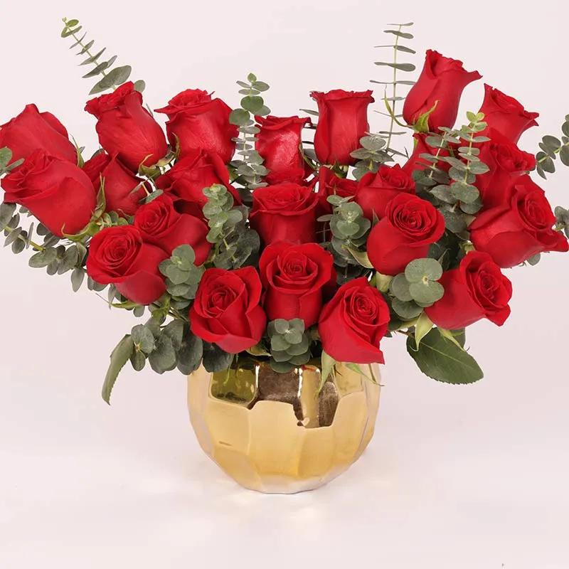 Golden Love 25 Red Roses - Flowers gift from Buy Any Flowers Dubai in Al Quoz Industrial Area 4, Dubai, UAE - image 2