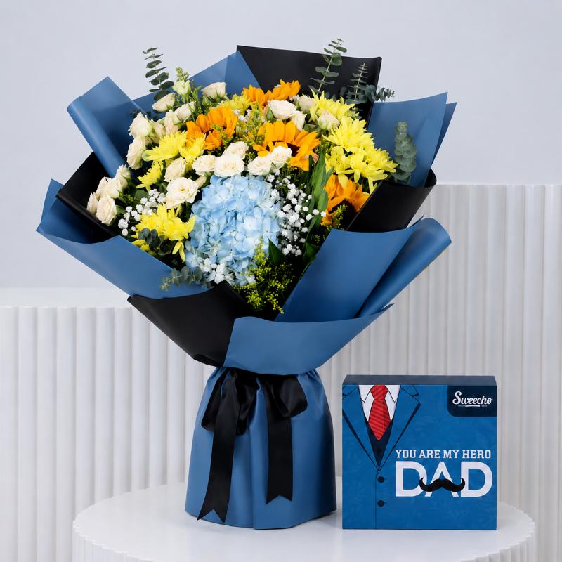 Alpha Flower Bouquet and Assorted Chocolates in Dubai
