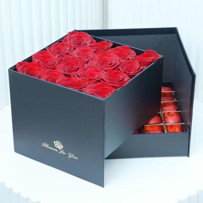 Affection Red Roses and Chocolate Box