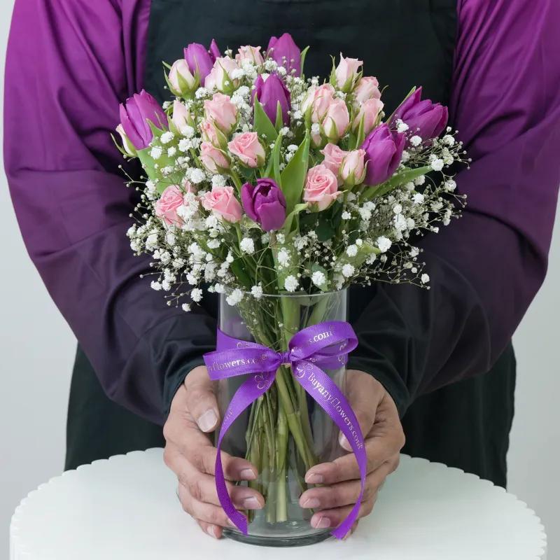 Violet Whisper Cylinder Vase - Flowers gift from Buy Any Flowers Dubai in Al Quoz Industrial Area 4, Dubai, UAE - image 3