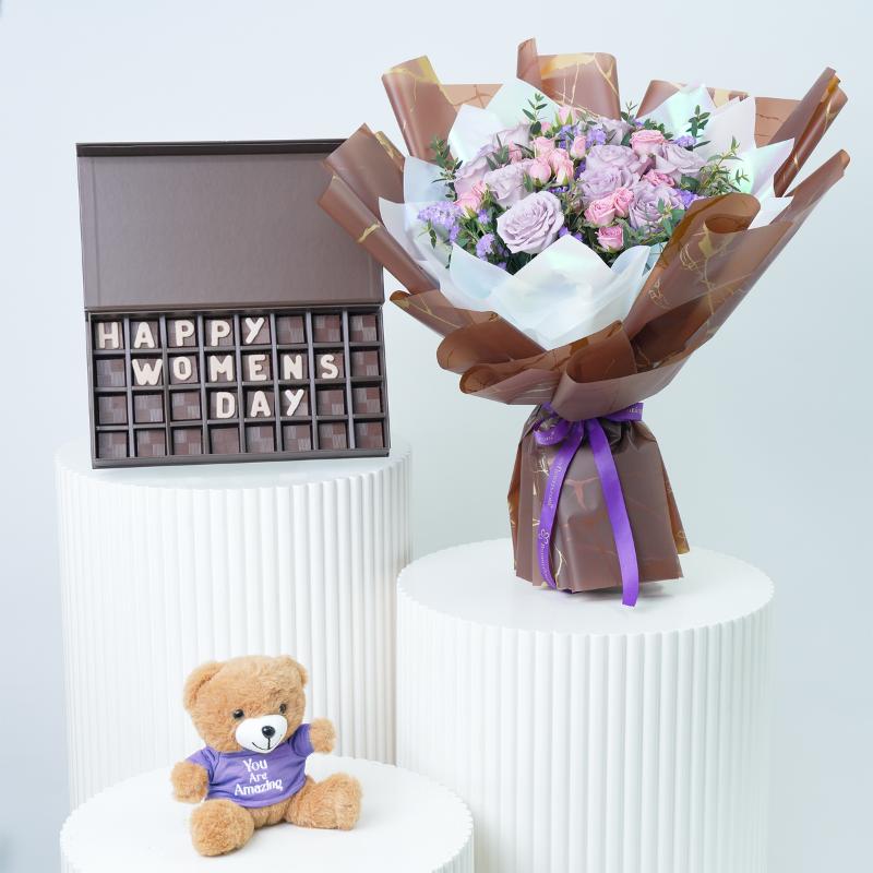 Lavender Blush Bouquet Trio - Gift Sets gift from Buy Any Flowers Dubai in Al Quoz Industrial Area 4, Dubai, UAE
