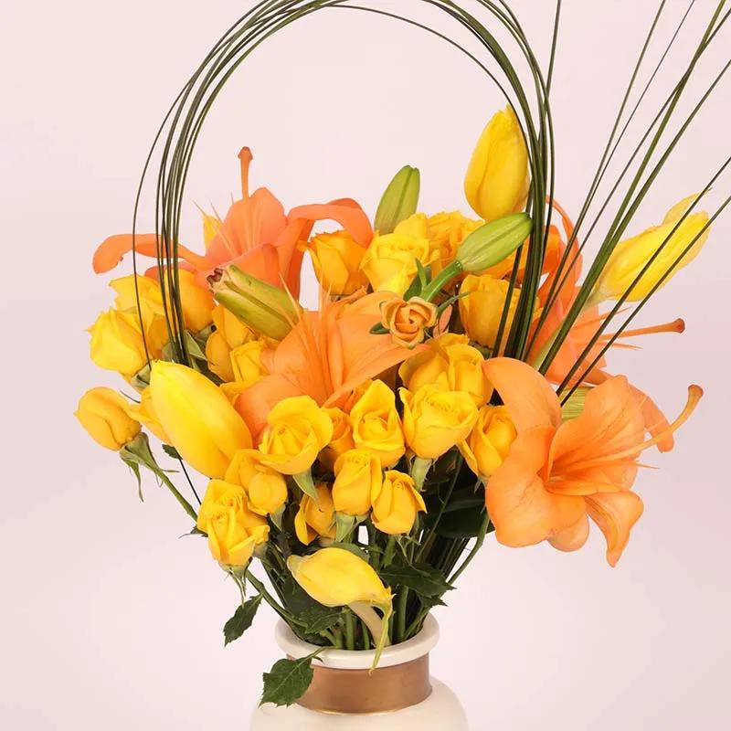 Amber Flowers in Vase thumbnail 3