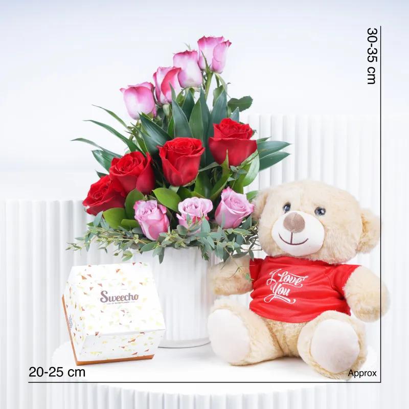 Beauty 11 Red and Purple Roses Trio - Gift Sets gift from Buy Any Flowers Dubai in Al Quoz Industrial Area 4, Dubai, UAE - image 4