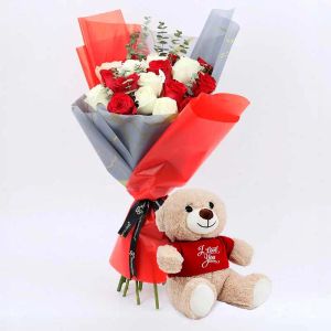 beautyinredandwhite21rosesbouquetwithteddy_5d2ad6.webp