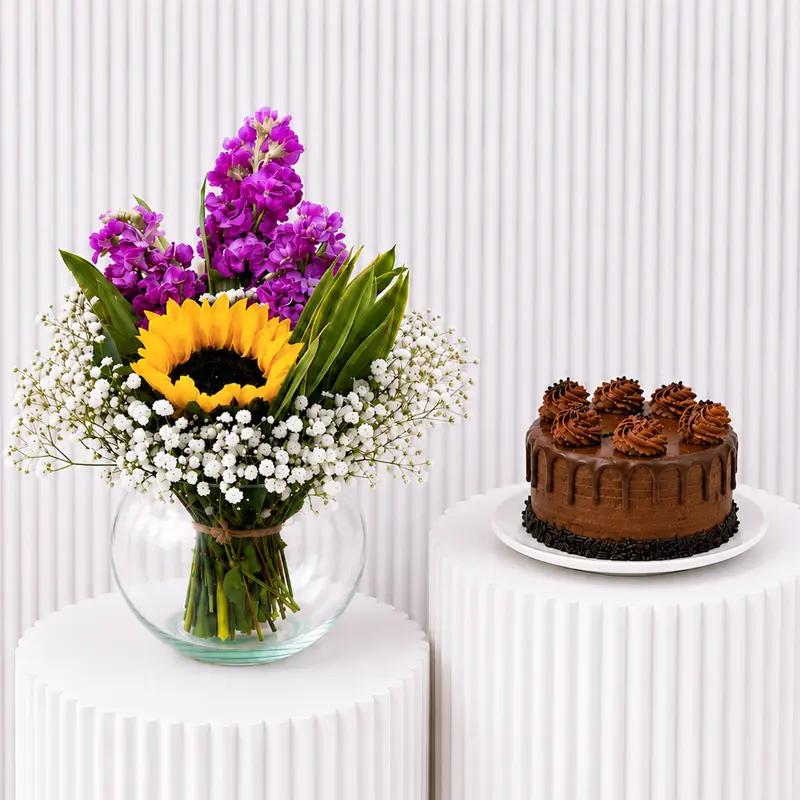 Sunny Bloom and Mini Cake in Dubai