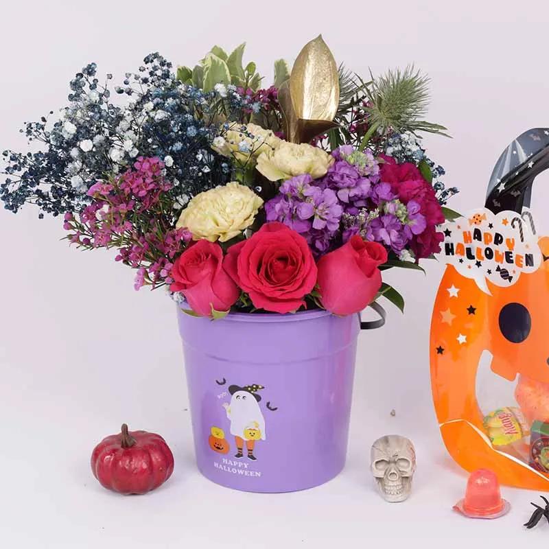 Halloween Floral Bucket with Chocolates and Candies Bag thumbnail 2
