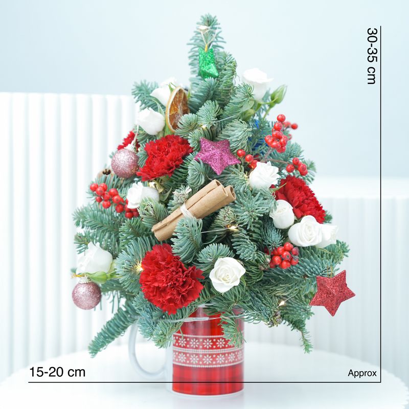 Christmas Tree Shape Arrangement in Mug - Flowers gift from Buy Any Flowers Dubai in Al Quoz Industrial Area 4, Dubai, UAE - image 4