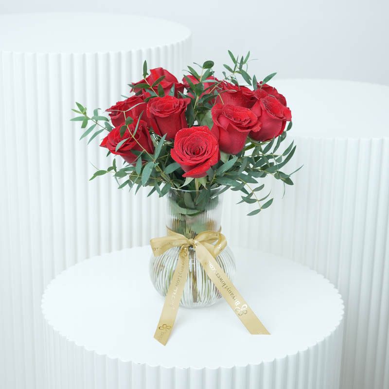 Beauty 11 Red Roses Vase