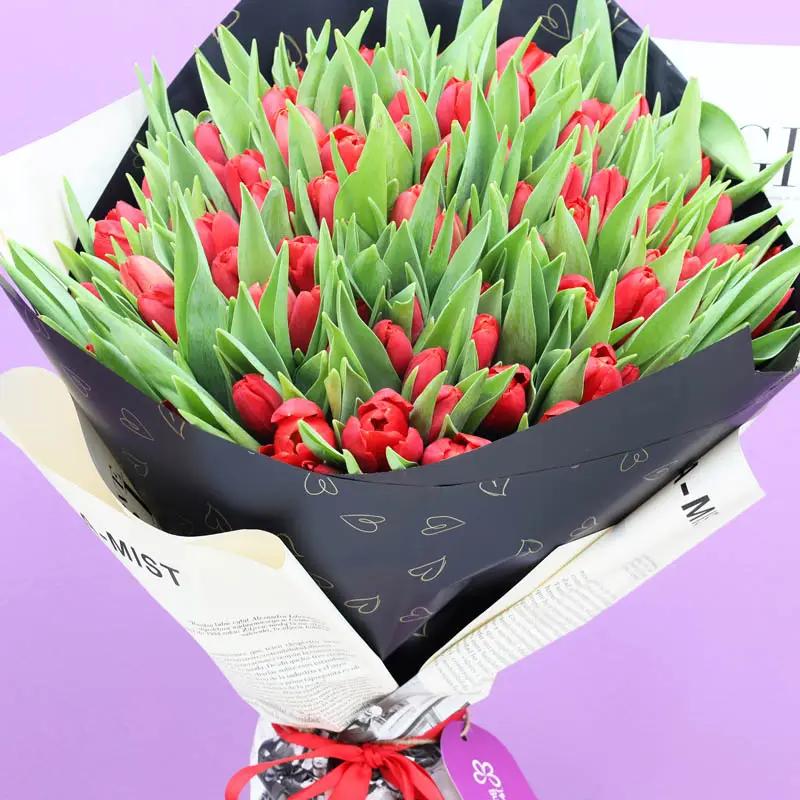 Scarlet 101 Red Tulips Bouquet - Flowers gift from Buy Any Flowers Dubai in Al Quoz Industrial Area 4, Dubai, UAE - image 2