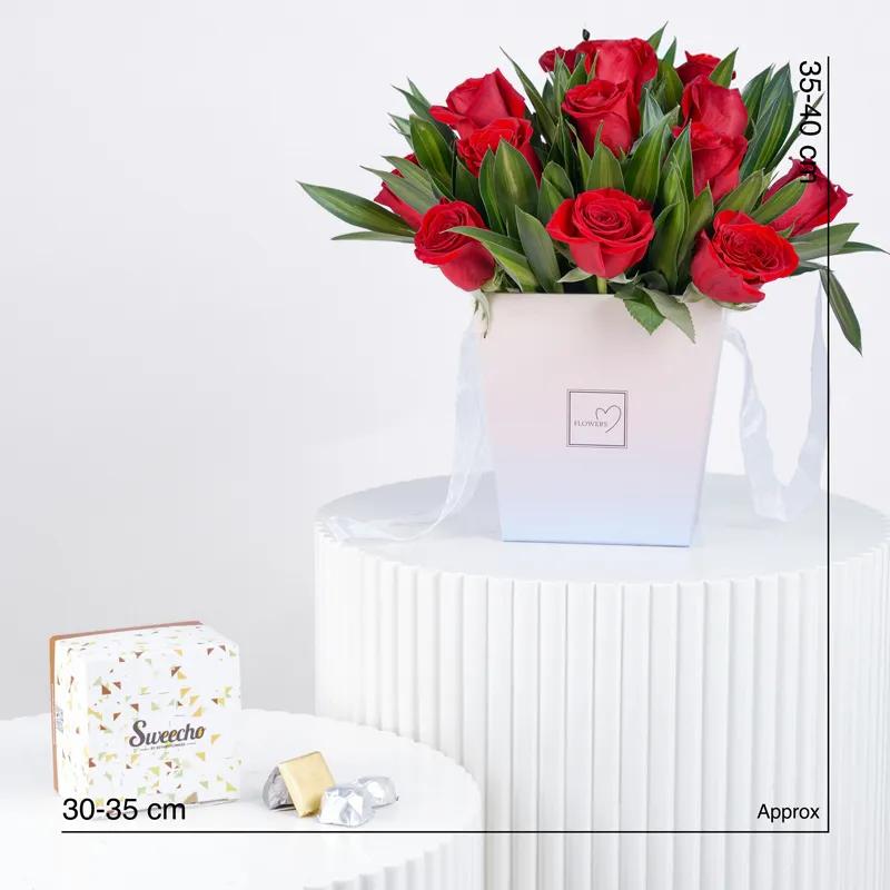 Box Of Love 21 Red Roses With Chocolate - Gift Sets gift from Buy Any Flowers Dubai in Al Quoz Industrial Area 4, Dubai, UAE - image 3