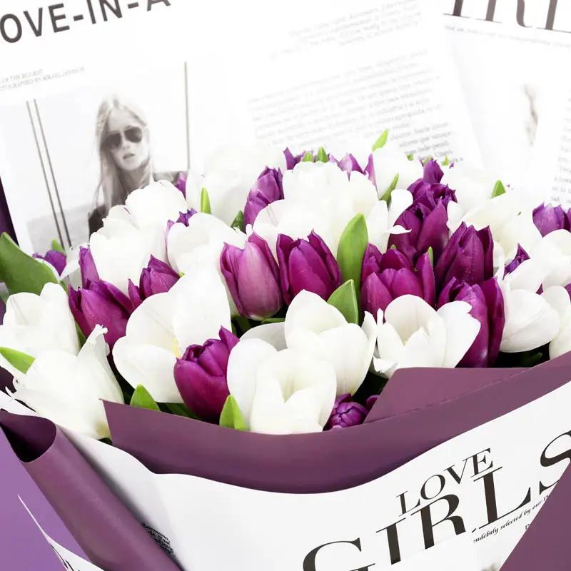 Beauty 75 Purple and White Tulips Bouquet thumbnail 3