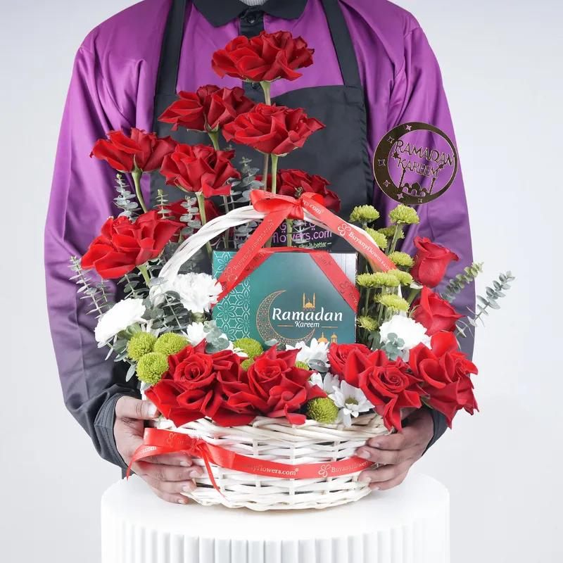 Ramadan Red Rose Basket - Gifts gift from Buy Any Flowers Dubai in Al Quoz Industrial Area 4, Dubai, UAE - image 2
