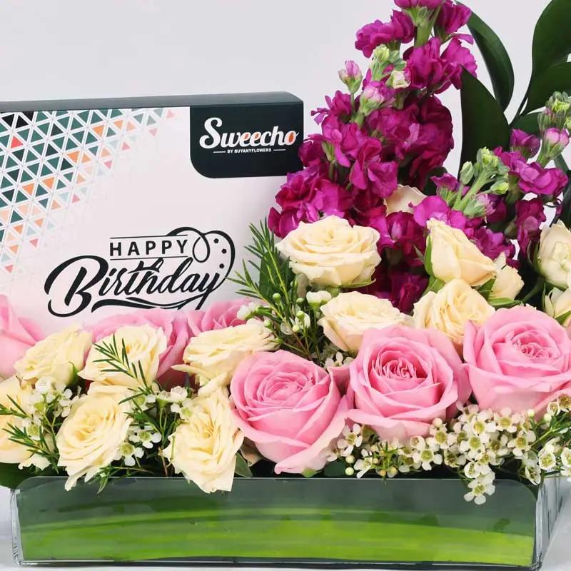 Warmth Flowers and Birthday Chocolates Arrangement - Flowers gift from Buy Any Flowers Dubai in Al Quoz Industrial Area 4, Dubai, UAE - image 2