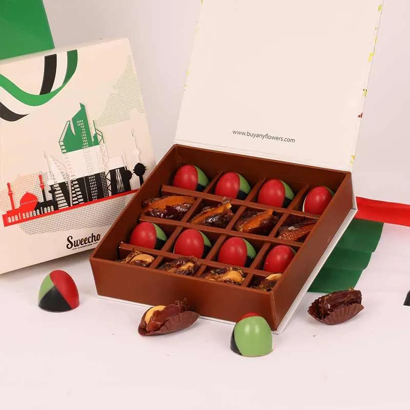 National Day Chocolates and Dates By Sweecho 16 Pcs - Chocolates gift from Buy Any Flowers Dubai in Al Quoz Industrial Area 4, Dubai, UAE - image 2