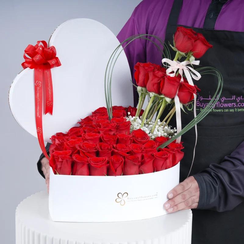 Heart 55 Red Roses Wishes - Flowers gift from Buy Any Flowers Dubai in Al Quoz Industrial Area 4, Dubai, UAE - image 3
