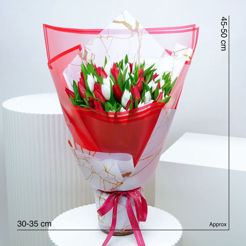Beauty 51 Red and White Tulips Bouquet thumbnail 4