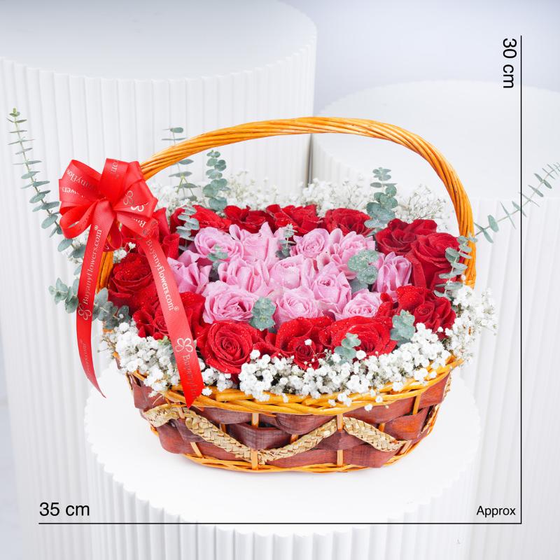 Pure Heart 25 Roses Basket - Flowers gift from Buy Any Flowers Dubai in Al Quoz Industrial Area 4, Dubai, UAE - image 4