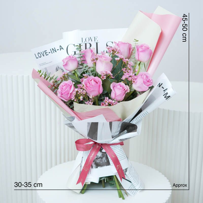 Cute Pink Roses Bouquet thumbnail 4