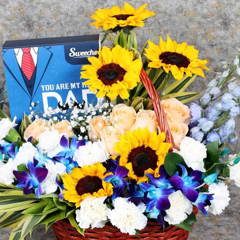 May Hero Flowers Basket and Chocolates thumbnail 3