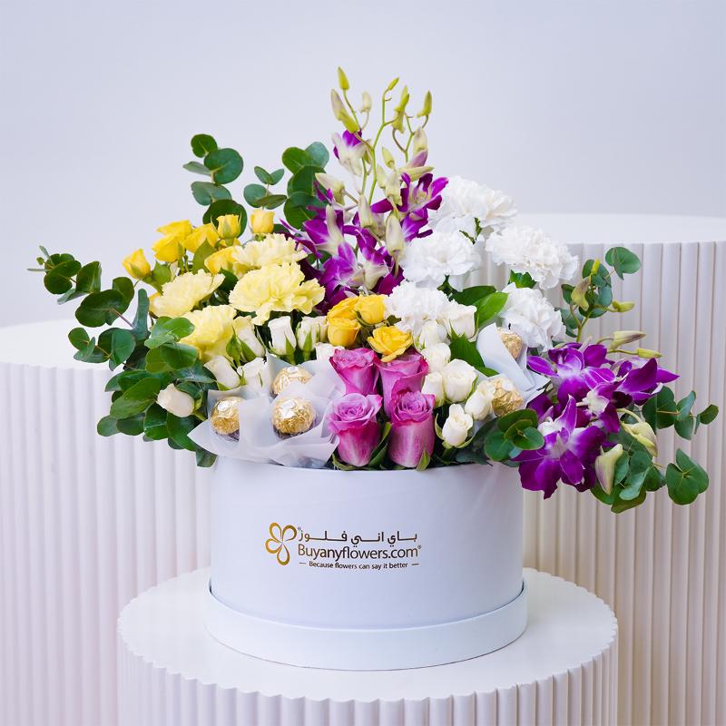 Colorful Celebration Flower Arrangement - Flowers gift from Buy Any Flowers Dubai in Al Quoz Industrial Area 4, Dubai, UAE