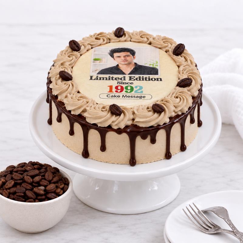 Personalised Vintage Birthday Photo Cake in Dubai