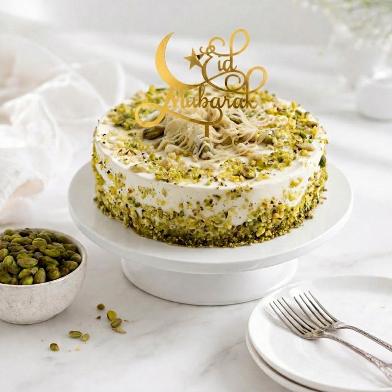 Eid Mubarak Tahini Halawa Pistachio Cake - Cakes gift from Buy Any Flowers Dubai in Al Quoz Industrial Area 4, Dubai, UAE