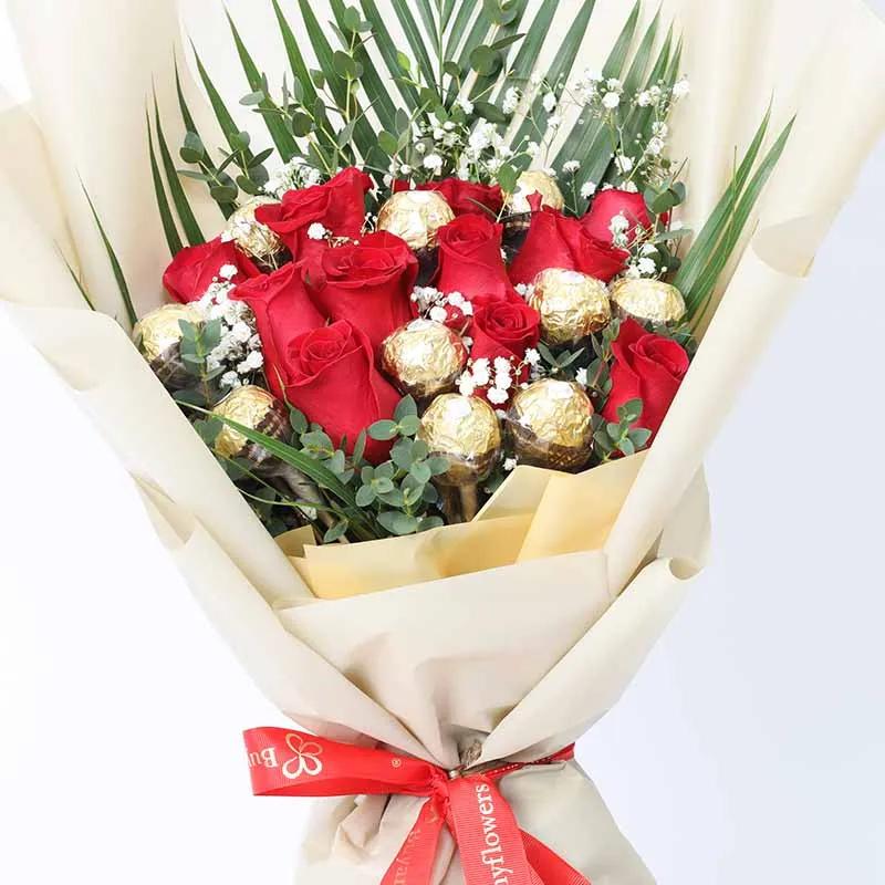 Love 11 Red Roses and Ferrero Bouquet thumbnail 3