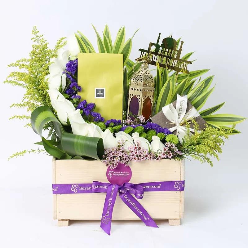 Crescent Bateel and Patchi Floral Hamper