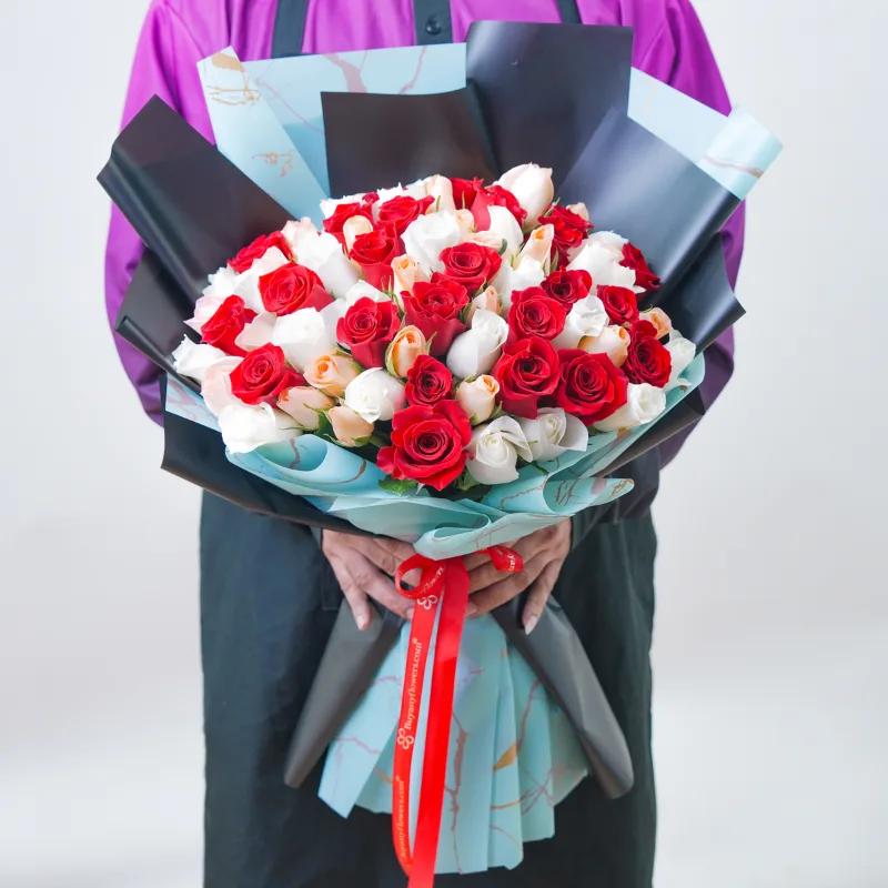 Bold and Beautiful 75 Roses Bouquet - Flowers gift from Buy Any Flowers Dubai in Al Quoz Industrial Area 4, Dubai, UAE - image 2