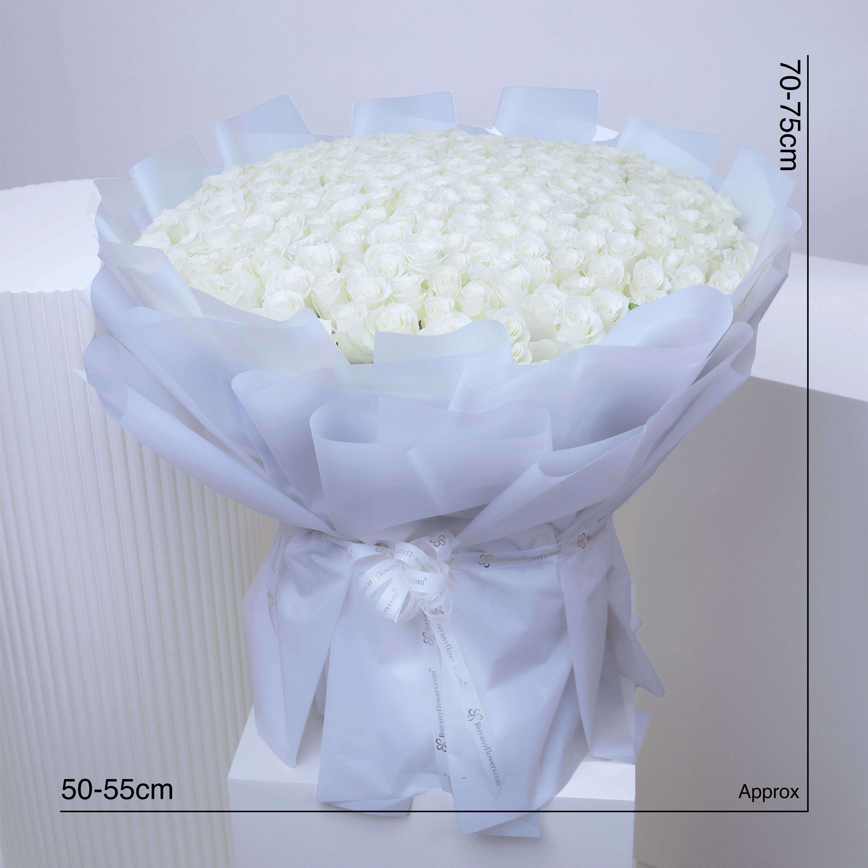 Delicate 201 White Roses Bouquet thumbnail 4