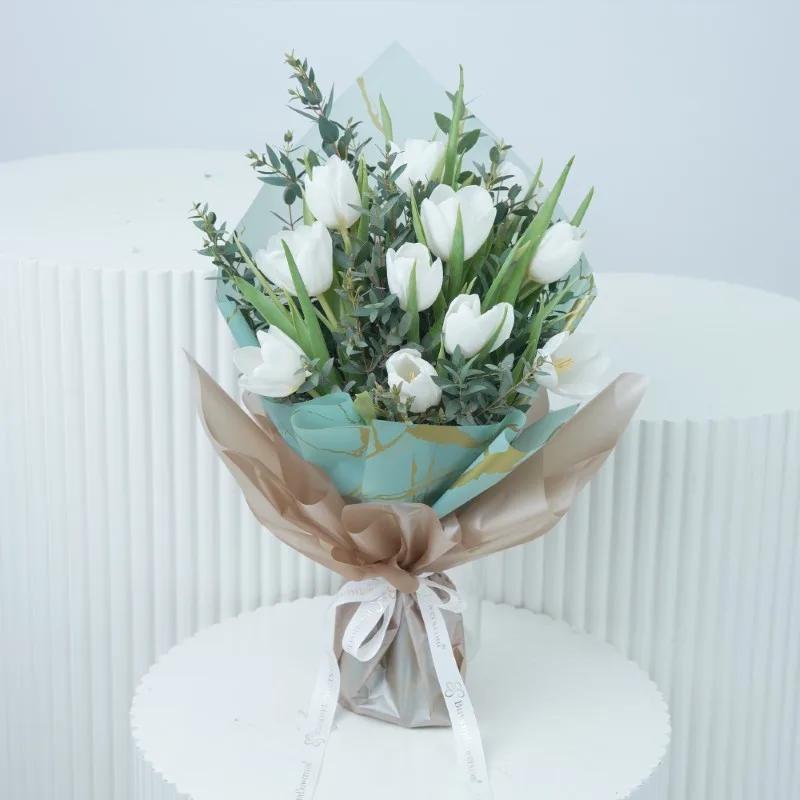 White Beauty 11 Tulips Bouquet With Chocolate - Gift Sets gift from Buy Any Flowers Dubai in Al Quoz Industrial Area 4, Dubai, UAE - image 2