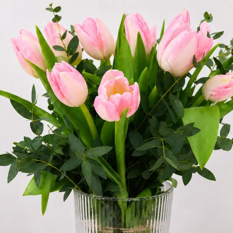 Belle 11 Pink Tulips Vase - Flowers gift from Buy Any Flowers Dubai in Al Quoz Industrial Area 4, Dubai, UAE - image 2