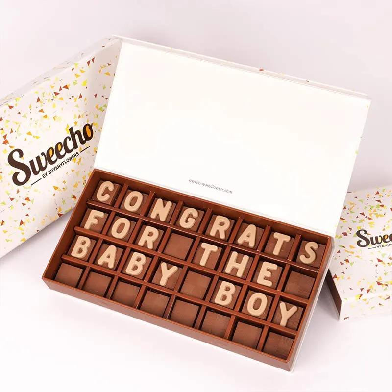 Congrats For The Baby Boy Chocolates By Sweecho - Chocolates gift from Buy Any Flowers Dubai in Al Quoz Industrial Area 4, Dubai, UAE