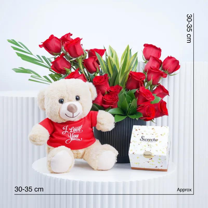 Royal 21 Red Roses Arrangement Trio - Flowers gift from Buy Any Flowers Dubai in Al Quoz Industrial Area 4, Dubai, UAE - image 4