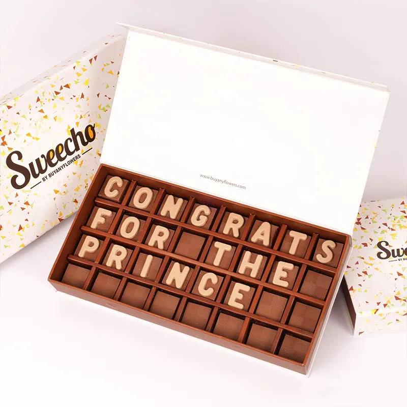 Congrats For The Prince Chocolates By Sweecho - Chocolates gift from Buy Any Flowers Dubai in Al Quoz Industrial Area 4, Dubai, UAE
